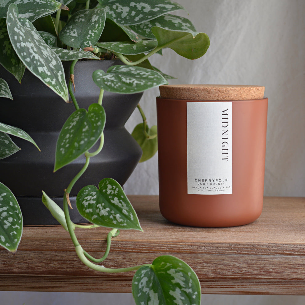 MIDNIGHT in Door County Black Tea + Fig Candle Cherryfolk